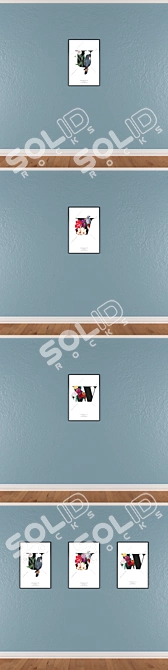 Modern Wall Paintings Set with Frame Options 3D model image 3