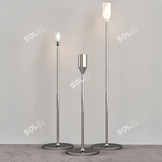 Elegant Chrome Floor Lamp 3D model image 1