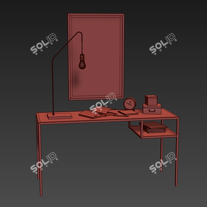 Modern Metal and Glass Office Desk 3D model image 2