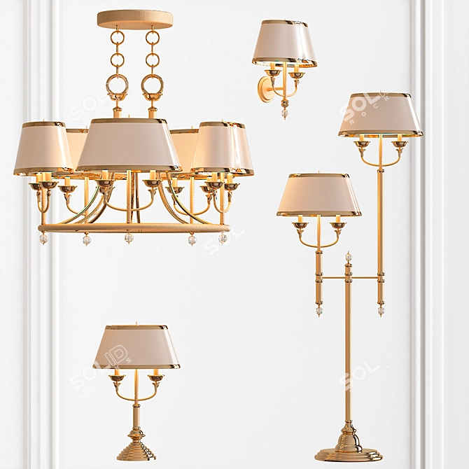 Elegant Lampshade Chandelier 3D model image 1