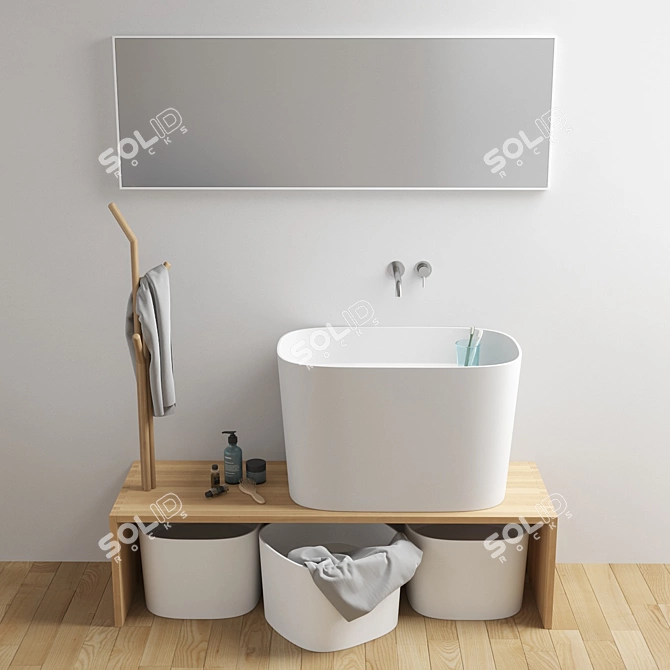 Sleek Corian® Washbasin: Fonte 3D model image 1