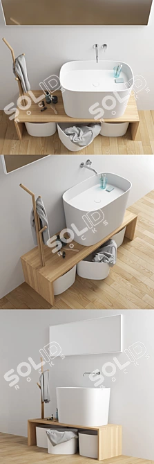 Sleek Corian® Washbasin: Fonte 3D model image 2