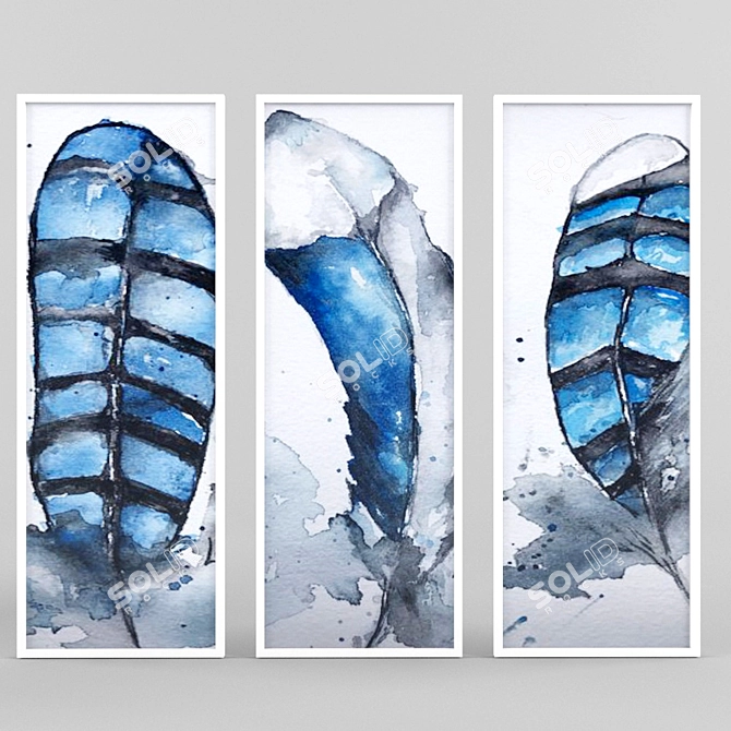 Abstract Brushstroke Large & Small Paintings 3D model image 1