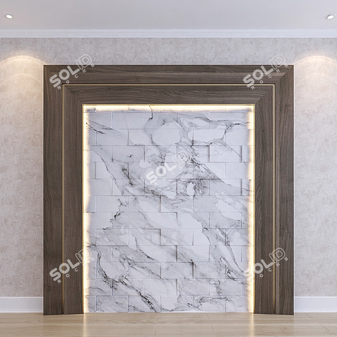 3D Marble Wall Design 3D model image 1