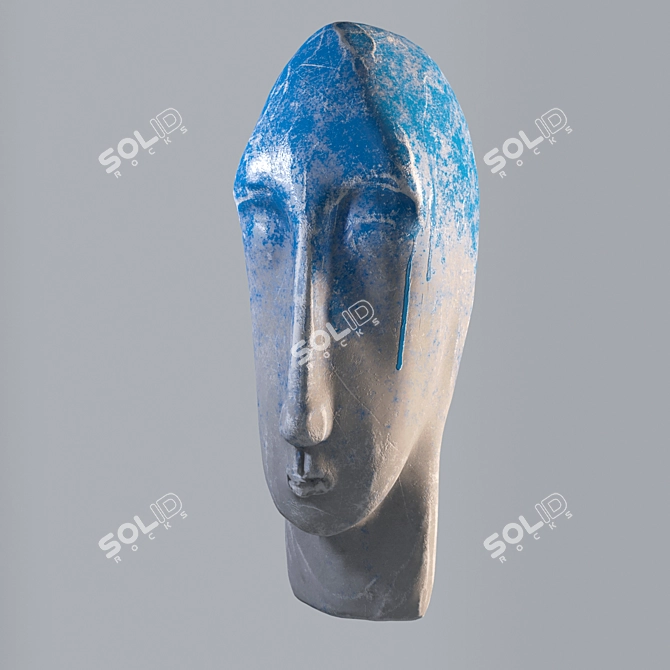 Artistic Gypsum Head Sculpture 3D model image 1