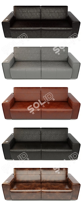 Premium Leather Sofa 3D model image 2