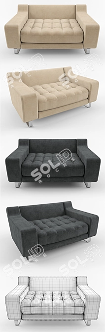 Luxury Velvet Armchair 3D model image 2