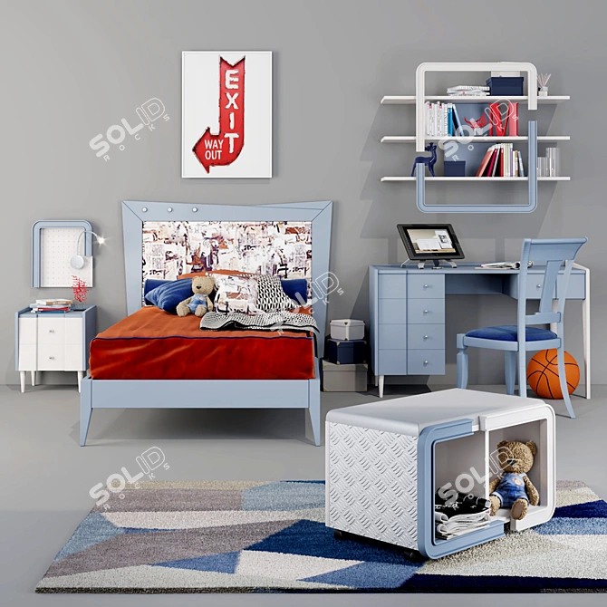 Ferretti Happy Night Kids Furniture Set 3D model image 1