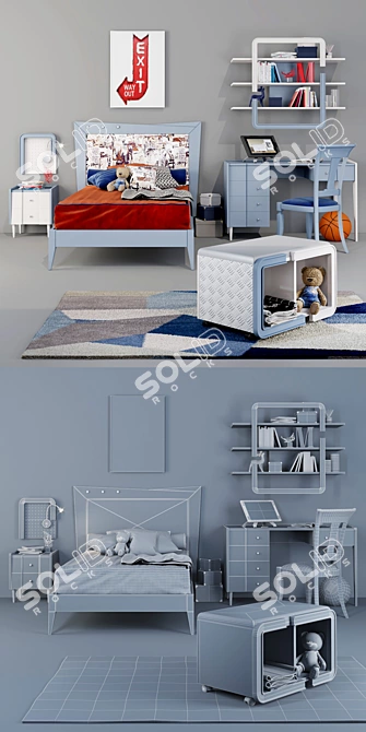 Ferretti Happy Night Kids Furniture Set 3D model image 3
