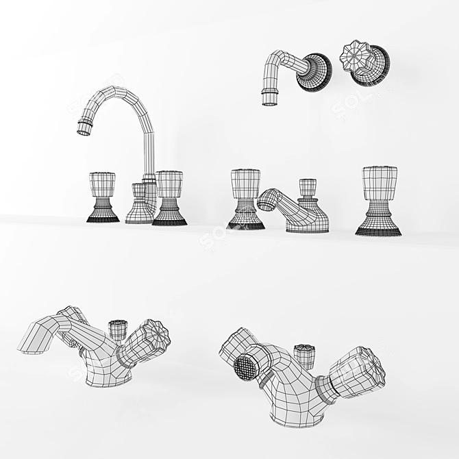 Designer Black Morris Mixer Set 3D model image 3