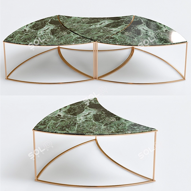 Elegant Leaf Design Wooden Coffee Table 3D model image 2