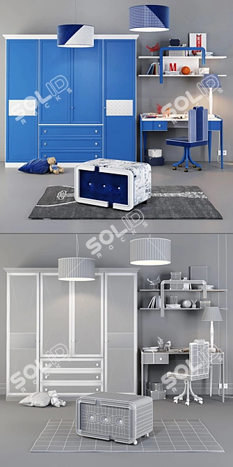 Ferretti Happy Night COMPOSIZIONE 501 - Complete Kids Furniture Set 3D model image 3