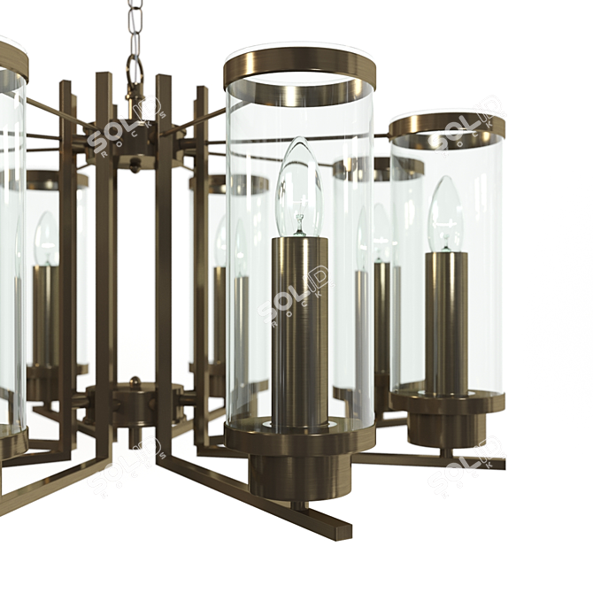 Elegant Bronze Chandelier with Transparent Glass Shades 3D model image 2