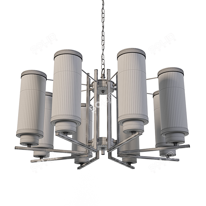 Elegant Bronze Chandelier with Transparent Glass Shades 3D model image 3