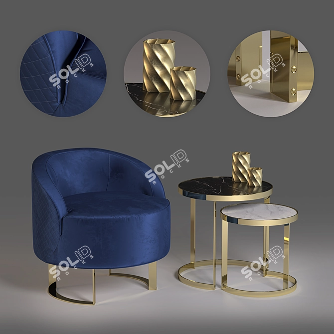 Modern KLAB Calla Armchair & Moon Coffe Table 3D model image 1