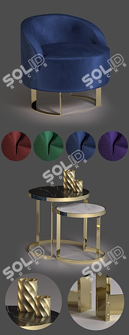 Modern KLAB Calla Armchair & Moon Coffe Table 3D model image 2