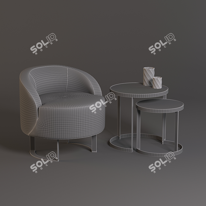 Modern KLAB Calla Armchair & Moon Coffe Table 3D model image 3