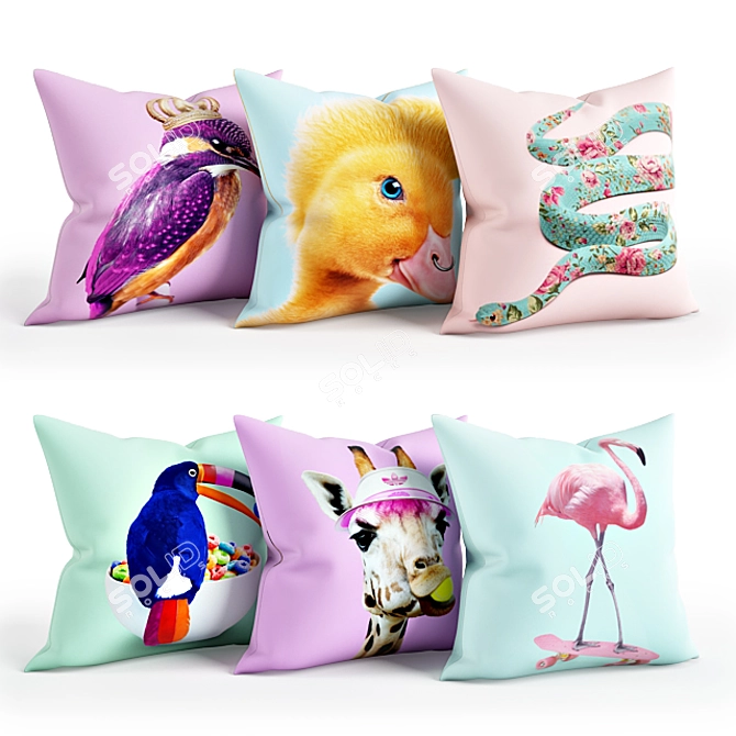 Animal Print Pillow Set 3D model image 1