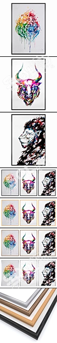 Modern Wall Art Set: No 11 - 3 Paintings & 4 Frame Options 3D model image 2