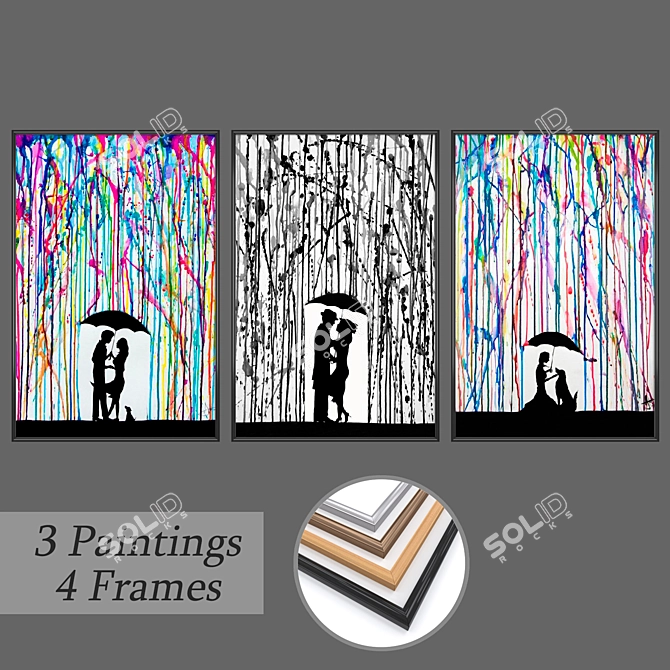 Modern Wall Art Set with Frame Options 3D model image 1