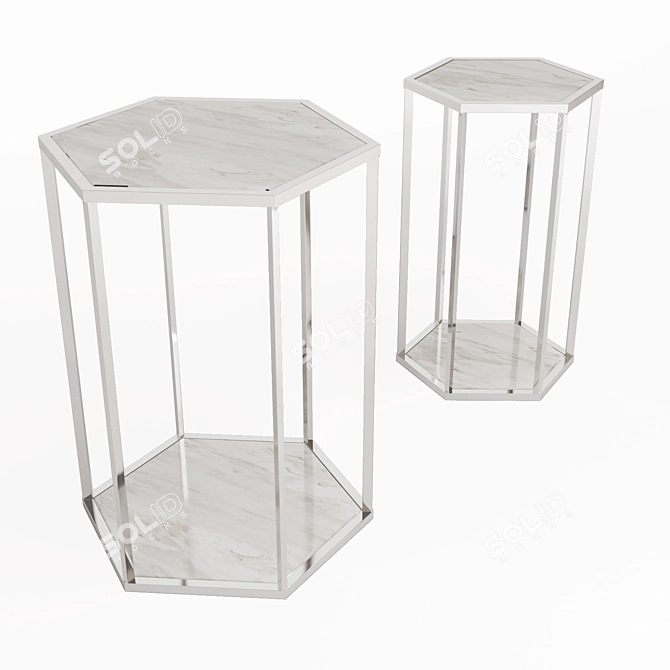 Elegant Taro Side Table Set 3D model image 2