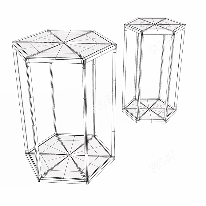 Elegant Taro Side Table Set 3D model image 3