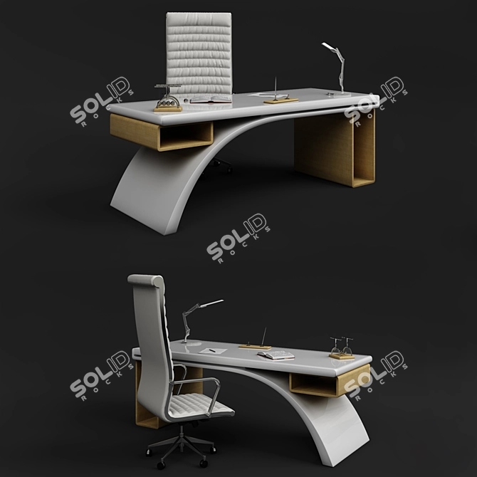 Bridge: Stylish Desk & Chair Set 3D model image 1