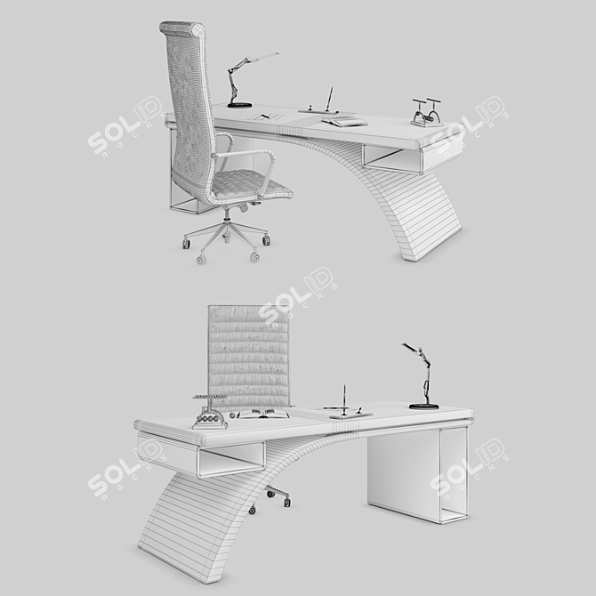 Bridge: Stylish Desk & Chair Set 3D model image 2