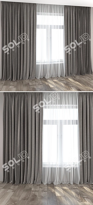 Elegant 365cm Curtains & Tulle 3D model image 2