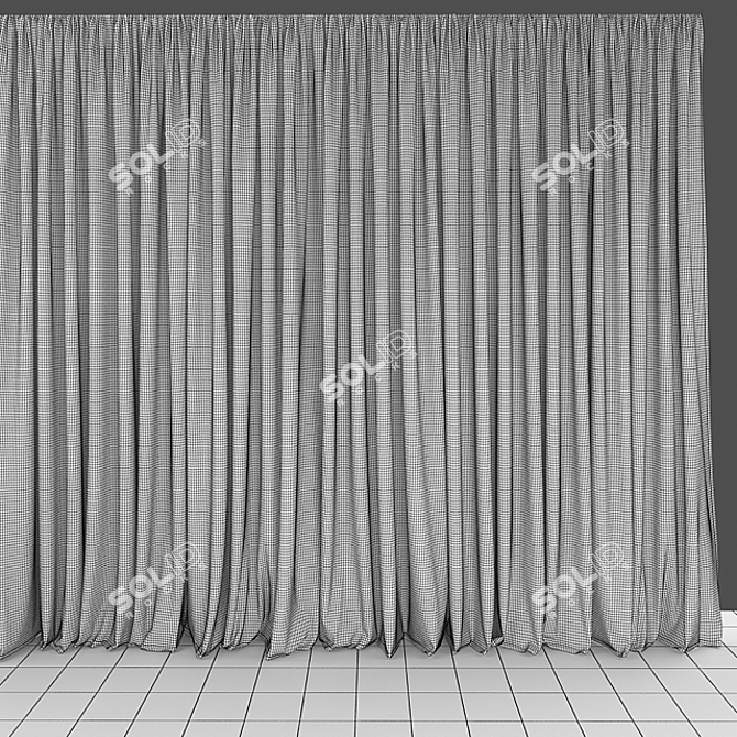 Elegant 365cm Curtains & Tulle 3D model image 3