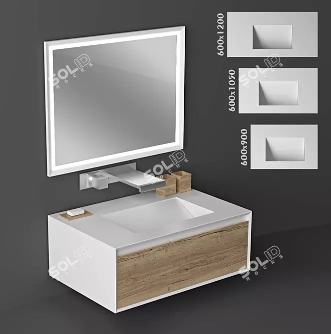 Customized Stocco Bath Cabinet - 3 Sizes 3D model image 1