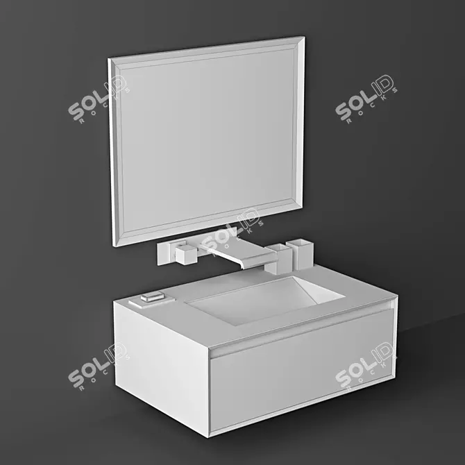 Customized Stocco Bath Cabinet - 3 Sizes 3D model image 2