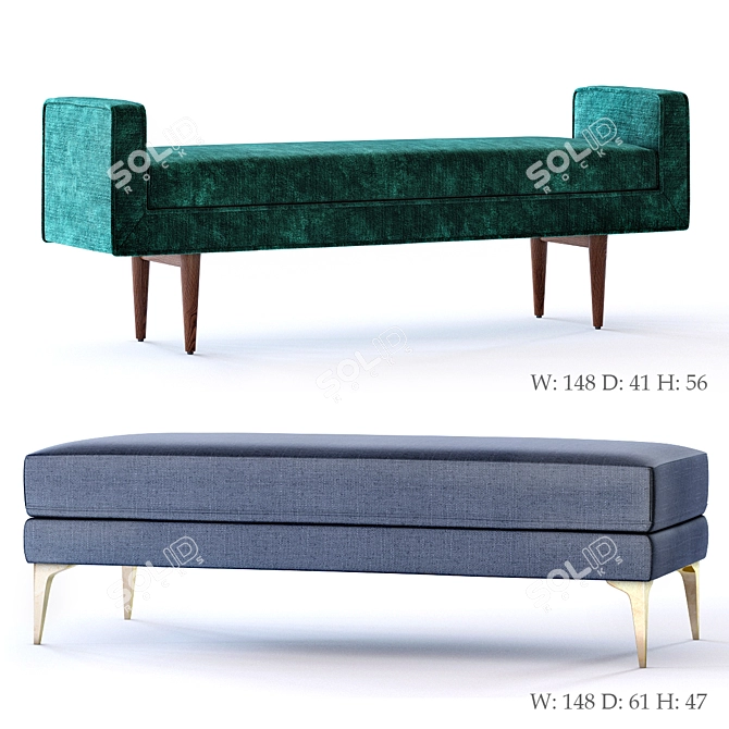 Andes Landry Bench: Stylish and Versatile Accent Furniture 3D model image 1