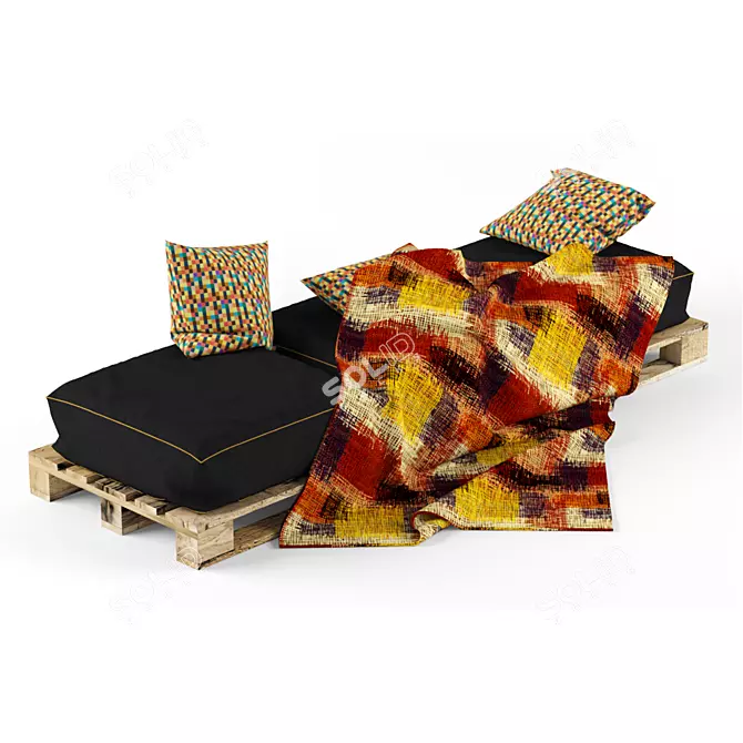 Title: Cozy Autumn Pallet Sofa 3D model image 1