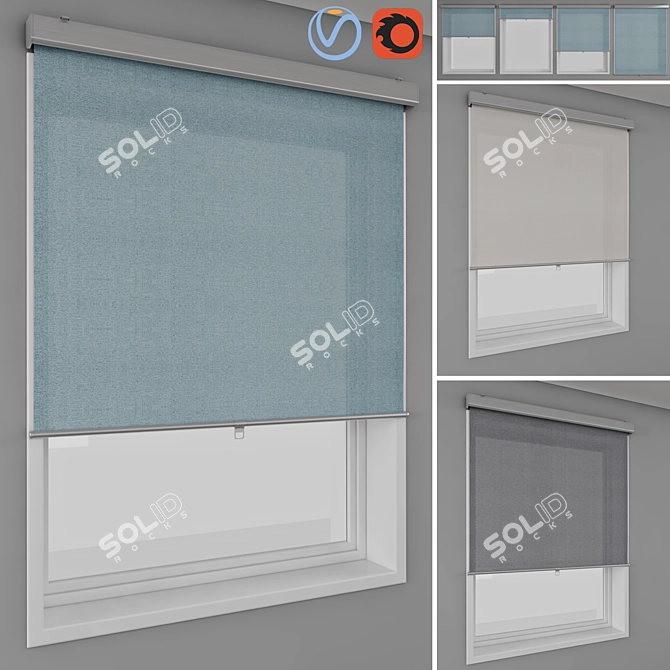 IKEA TRETUR Roller Blinds & Window Set 3D model image 1