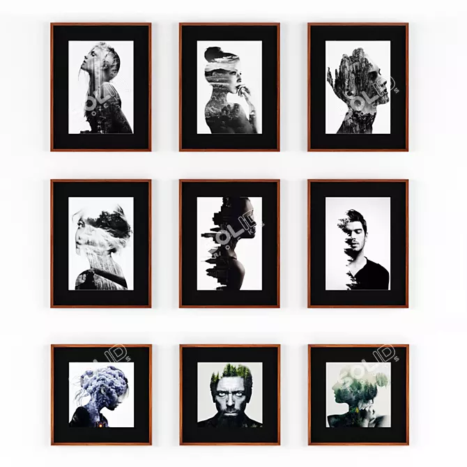 Double Exposure Portraits Set | 2 Sizes 3D model image 1