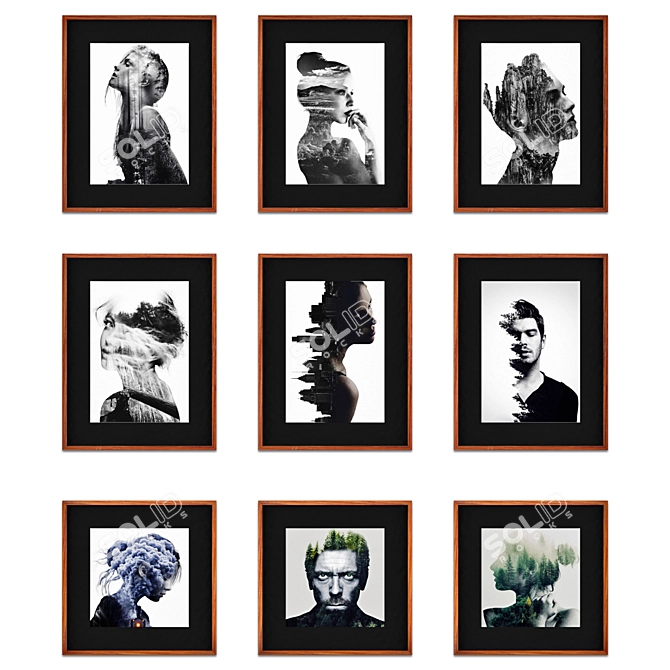 Double Exposure Portraits Set | 2 Sizes 3D model image 3