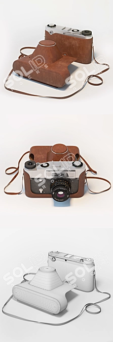 Vintage Soviet Rangefinder Camera 3D model image 2