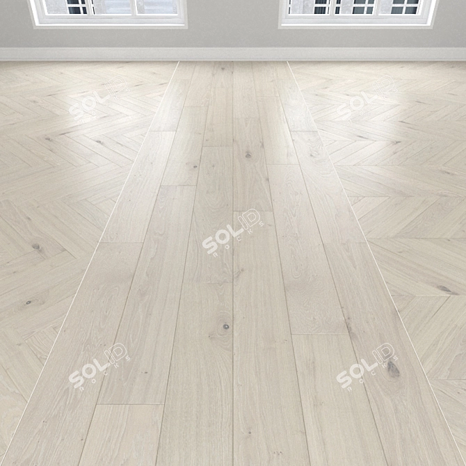 White Oak Parquet: Herringbone, Linear, Chevron 3D model image 1