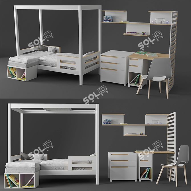 TwinSpace: The Ultimate Bed System for Twins 3D model image 1