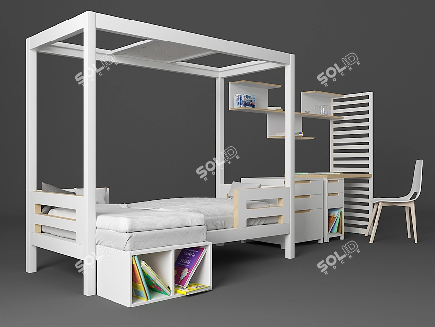 TwinSpace: The Ultimate Bed System for Twins 3D model image 2