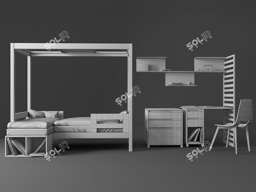 TwinSpace: The Ultimate Bed System for Twins 3D model image 3