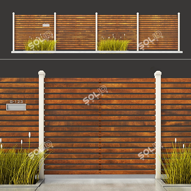 Natural Wood Fence: Durable & Stylish 3D model image 2