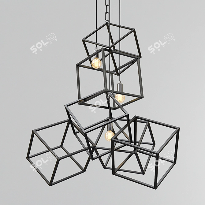 Brass and Black Modern Cubes 3D model image 2