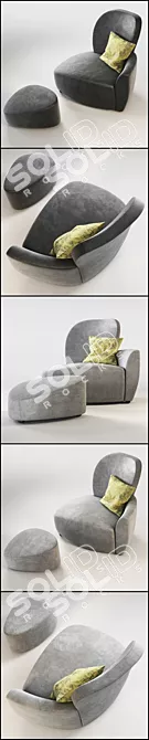 ALVARO Armchair and Ottoman Bundle | Premium Luxury Design 3D model image 2