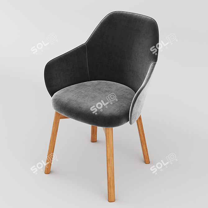 Velvet Lady - Stylish Grey Chair 3D model image 1