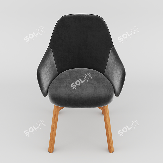 Velvet Lady - Stylish Grey Chair 3D model image 3