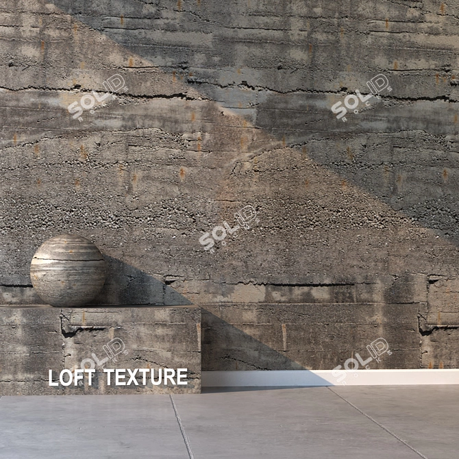 Seamless Concrete Wall Texture 3D model image 2