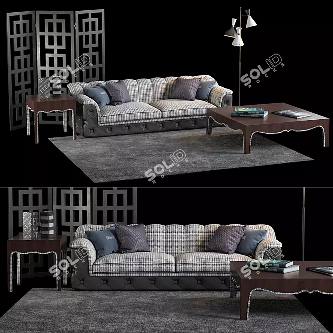 Gianfranco Ferre Home Collection: Sofa, Floor Lamps, Complements, Tables, Vases 3D model image 1