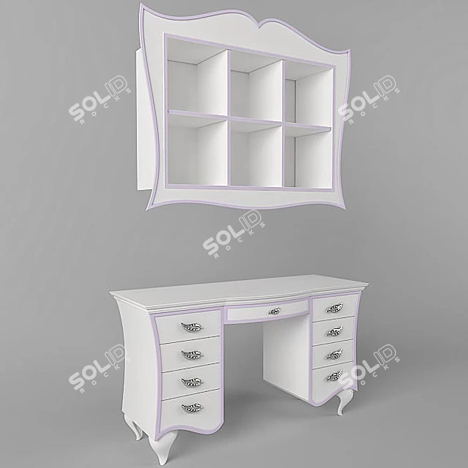 Mastercrafted Dressing Table & Shelf 3D model image 1